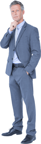 Confident Businessman Contemplating in Transparent Suit