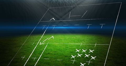 Schematic Football Strategy Overlaid on Stadium Environment