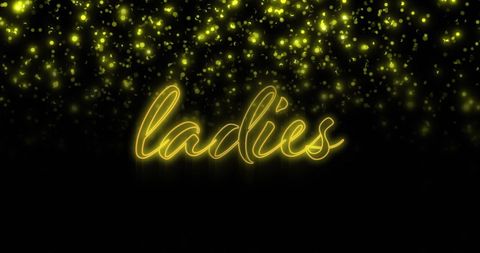 Glowing Neon Ladies Text with Sparkling Yellow Lights