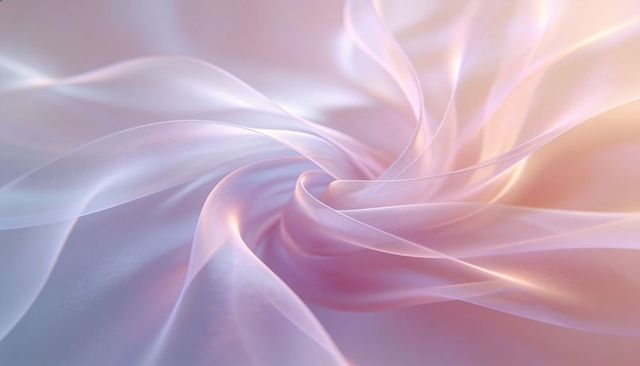 Ethereal pastel chiffon spiral swirl of translucent fabric with soft glowing gradient