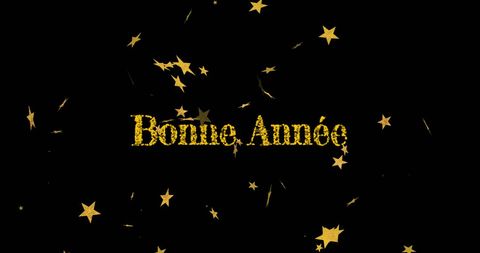 Festive Bonne Année Text with Falling Stars Celebrating New Year