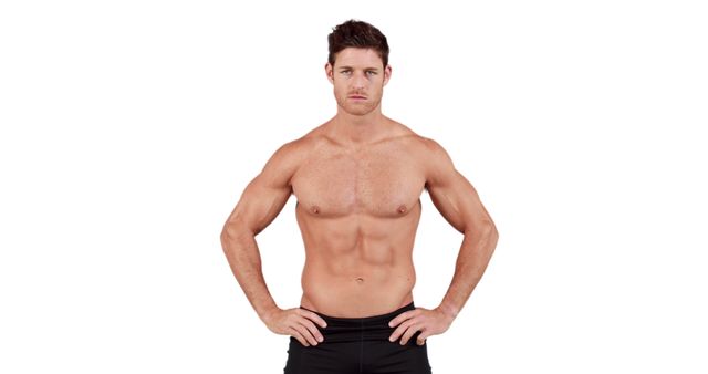 Fit Man Standing Confidently in Athletic Shorts on White Background - Download Free Stock Images Pikwizard.com