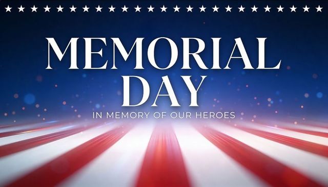 Memorial day tribute over american flag stripes honoring fallen heroes