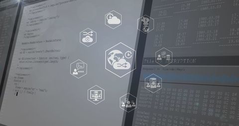 Digital Icons Over Data Processing with Abstract Network Overlay - Download Free Stock Images Pikwizard.com