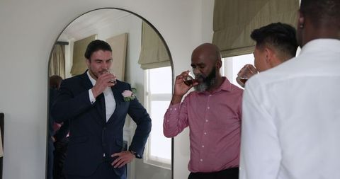 Groom Celebrating with Friends Before Wedding