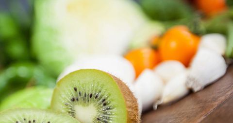 Fresh Organic Vegan Food Featuring Kiwi and Colorful Vegetables - Download Free Stock Images Pikwizard.com