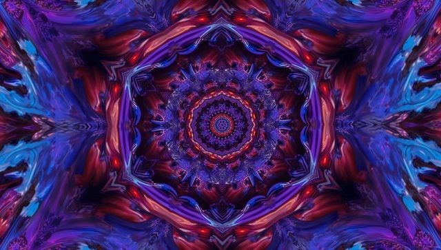 Psychedelic Kaleidoscopic Mandala with Vibrant Swirling Patterns