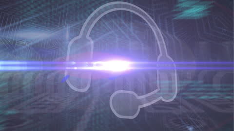 Digital Network Concept with Abstract Headset and Data Lines