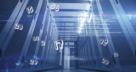 Dynamic Numbers in Modern Server Room Illustrating Data Processing - Download Free Stock Images Pikwizard.com