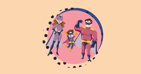 Cheerful Superhero Family Illustration - Download Free Stock Images Pikwizard.com