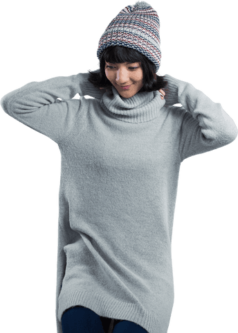 transparent woman in cozy winter wear stretching with beanie - Download Free Stock Videos Pikwizard.com