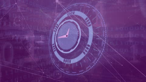 Abstract Digital Clock with Binary Code and Network Overlay