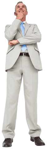 Caucasian Businessman Thinking Portrait Transparent Background