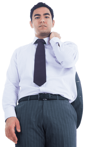 Confident Biracial Businessman with Suit on Transparent Background