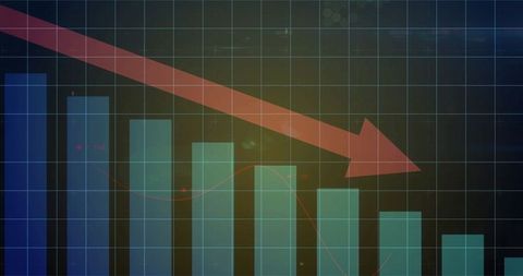 Digital Bar Chart Highlighting Downward Business Trend