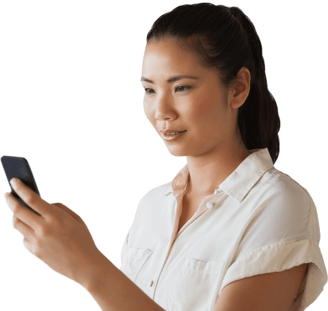 Transparent Image of Businesswoman Texting on Smartphone