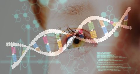 futuristic dna and technology interface over human eye - Download Free Stock Images Pikwizard.com