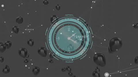 Futuristic Clock Interface With Abstract Network Connections
