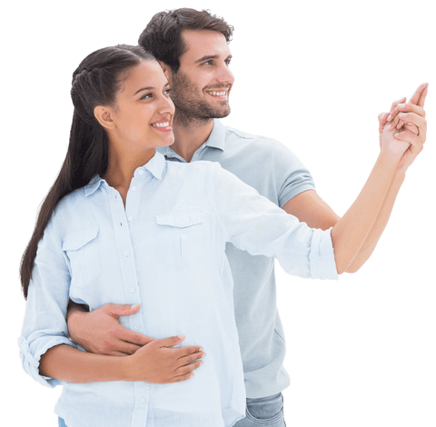 Happy Couple Embracing and Pointing On Transparent Background - Download Free Stock Videos Pikwizard.com