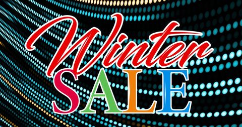 Vibrant Winter Sale Graphic with Digital Dots Background