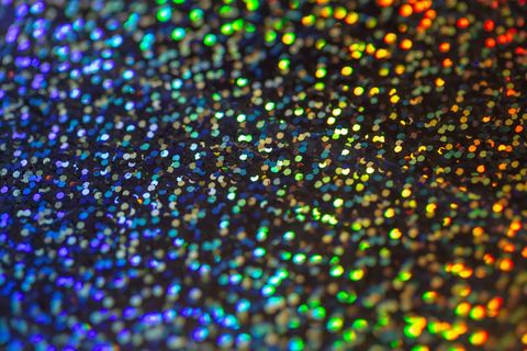 Colorful Holographic Glitter Surface with Multicolored Mirrored Dots