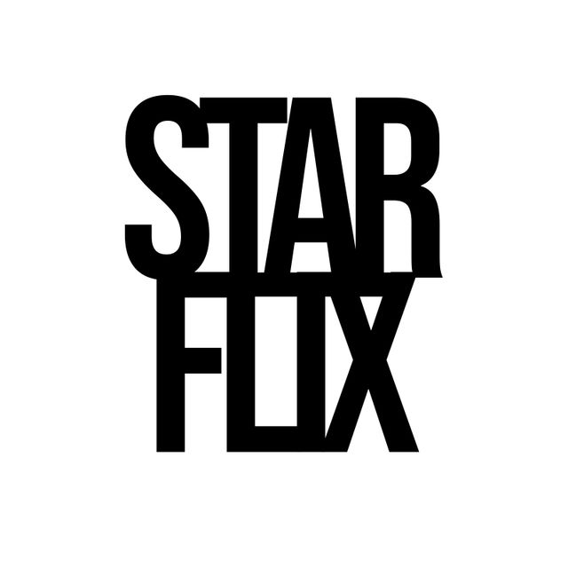 Modern and bold STAR FLIX text logo. Ideal for promoting brands, services, tech startups, media companies. Perfect for business cards, websites, social media profiles, and digital campaigns.
