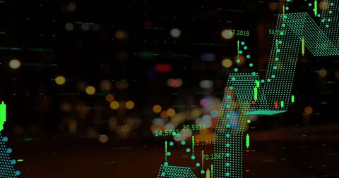 Digital Graphs Displaying Stock Market Trends Under Night City Lights - Download Free Stock Images Pikwizard.com