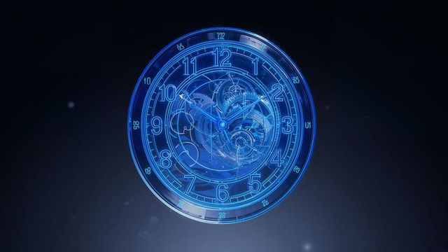 Futuristic Glowing Clock with Transparent Gears