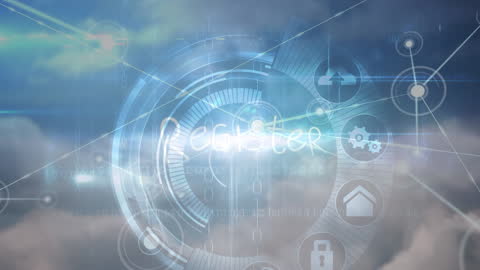 Digital Clouds with Network and Registration Symbol