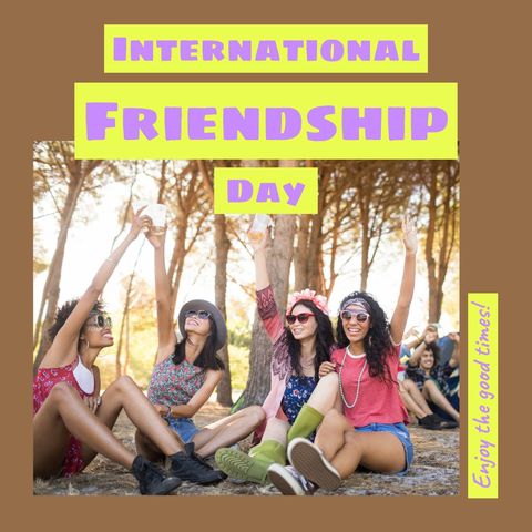 Diverse Friend Group Celebrating International Friendship Day Outdoors