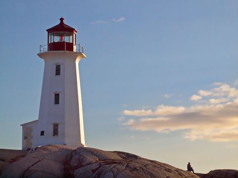 Iconic Lighthouse at Sunrise on Rocky Shoreline