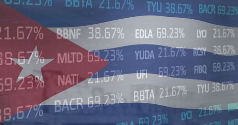 Financial Data Overlay on Cuban Flag