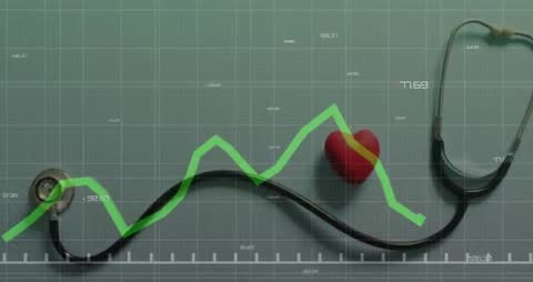 Heart Health Analysis with Stethoscope and Line Graph Concept