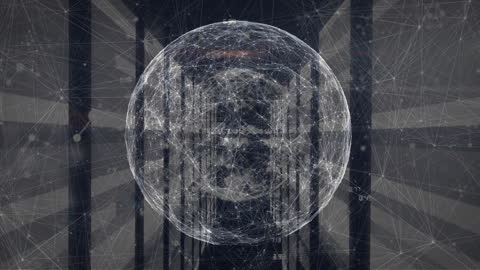 Abstract Digital Network Overlaying Globe