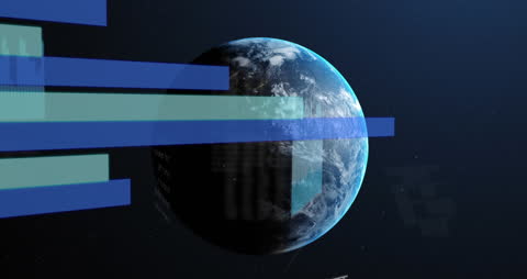 Animation of Data Overlay and Earth Globe in Digital Space
