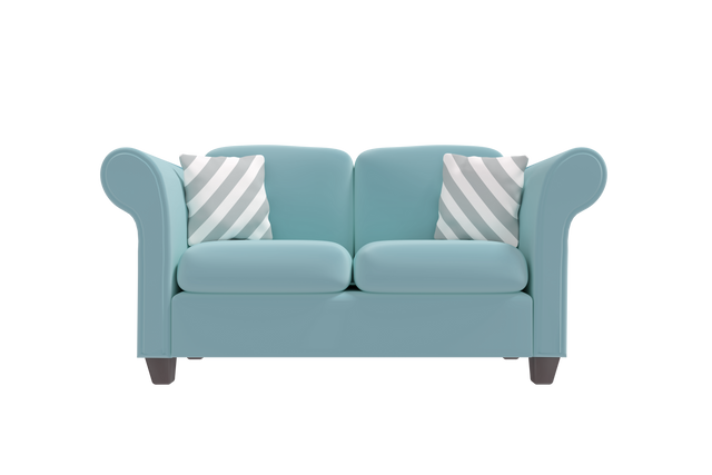 Blue Couch with Striped Pillows Transparent Background - Download Free Stock Videos Pikwizard.com