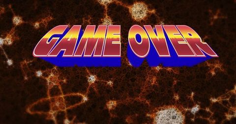3d game over text in colorful cosmic fractal art