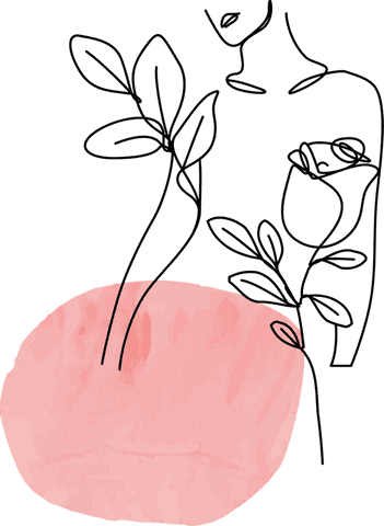 Transparent Line Art Woman with Roses and Pink Wash - Download Free Stock Videos Pikwizard.com