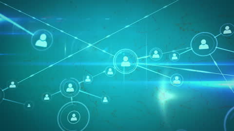 Digital Network Illustration with Connected Icons