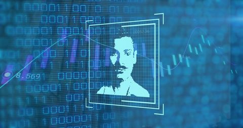 Digital Face Recognition Technology on Data Grid - Download Free Stock Images Pikwizard.com
