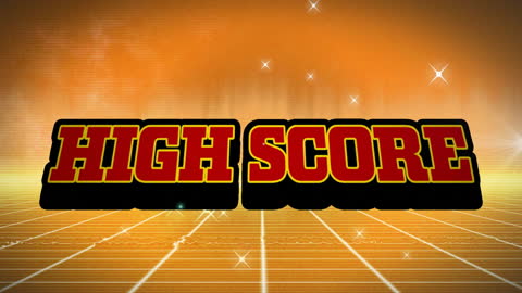 Retro High Score Typography with Glowing Grid Background