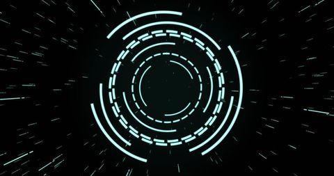 Pulsating green circular interface on black background