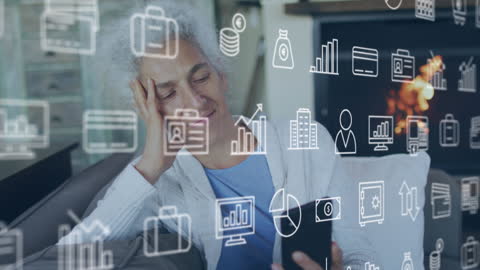 Senior Woman Engaged with Mobile Financial Applications