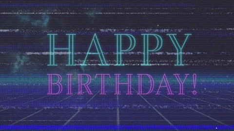 Retro Futuristic Birthday Greeting with Neon Aesthetic