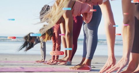 Beach yoga practice focusing on wellness and mindfulness