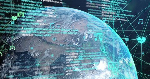 Global Computing Network with Digital Data Overlay - Download Free Stock Images Pikwizard.com
