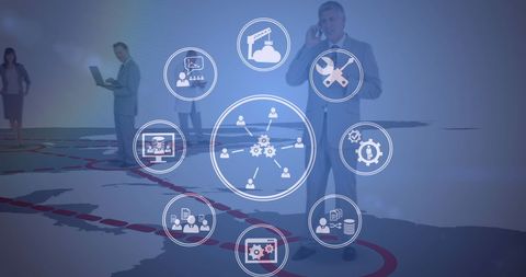 Global Business Technology with Futuristic Interface Icons - Download Free Stock Images Pikwizard.com