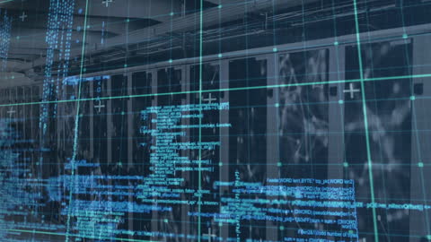 Digital Data Processing and Technology Interface in Server Room