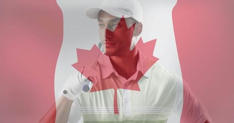 Golfer and canadian flag in inspirational sport concept