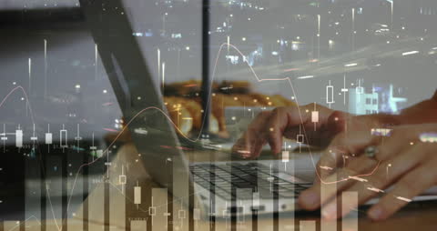 Holographic Financial Data with Blurred Busy City Background